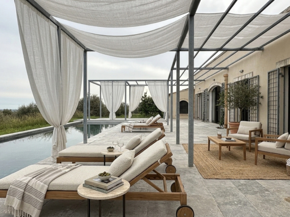Sicilian-style villa with swimming pool, garden, and sea view